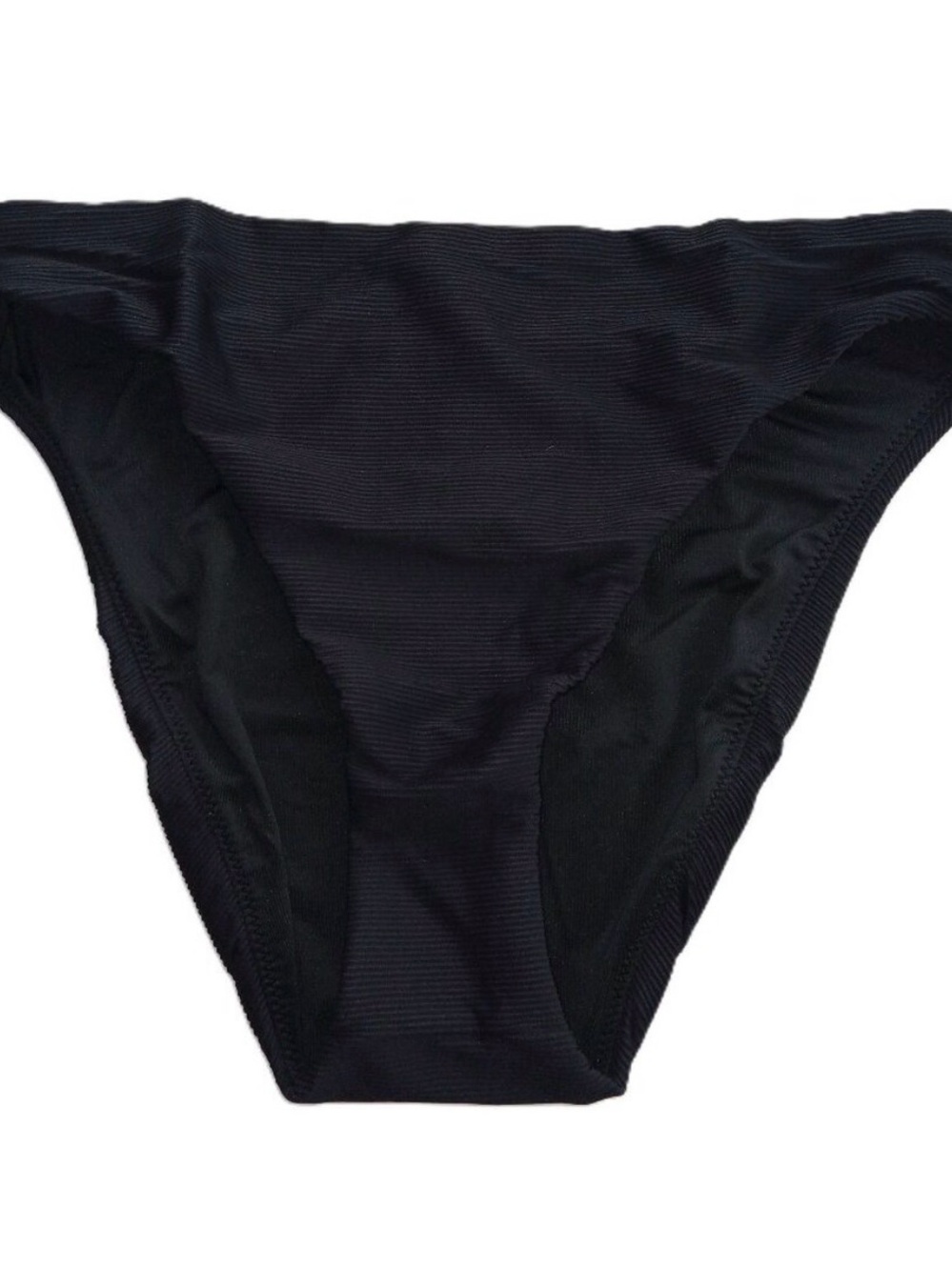 J. Crew Women's Ribbed High Rise Cheeky Bikini Bottom Size Medium Black Swim